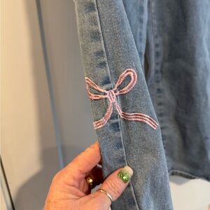 GOGO Denim Jeans with Pink Bow Accent